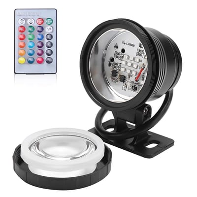 JHUBERS - 12V 10W RGB LED-onderwaterlicht - Waterdicht - Afstandsbediening - Zwart - Tuinspot - Geschikt voor zwembad, vijvers, aquaria, fonteinen...
