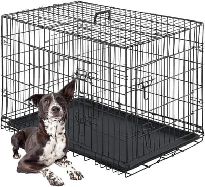 Honden Bench - Hondenkooi Dierentransportbox - Veilig Vervoer Training - Dubbele Deur Lekvrije Bak - 106 cm - Zwart