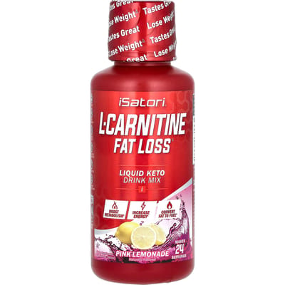Isatori, L-Carnitine, Vloeibare Keto Drankmix, Roze Citroenade, 12 fl oz (360 ml)