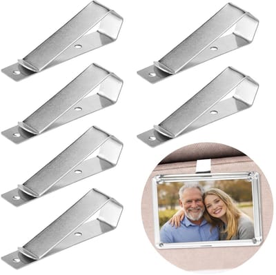 MTTproducts- Zonneklepclips 6 Stuks - Roestvrij Staal - Fotoclip - Doe-Het-Zelf Montageset - Autoaccessoires - Kantoorpresentatie - Sterk klevende achterkant
