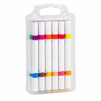 Acrylmarker set - 12 stuks 24 kleuren - geschikt voor kleurlaagjes - dubbelzijdige kleurmarkers - verpakking met 12 stuks