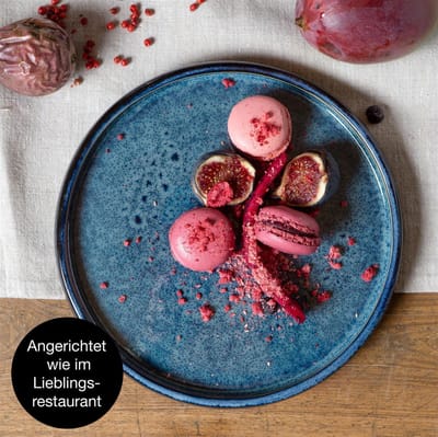 Moritz & Moritz SOLID 4-delige Dessertborden Set - Blauw - Aardewerk Borden voor 4 Persoons - 21cm