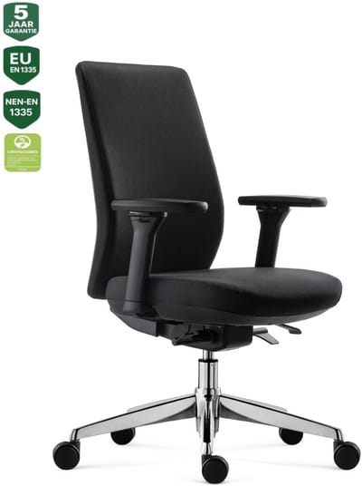 BENS 918Cr-Synchro-4 - Ergonomische Bureaustoel - Bureaustoelen voor volwassenen - Kantoorstoel - Volledig Stoffen Bekleding - GREENGUARD GOLD - NEN-EN1335 & ARBO normen