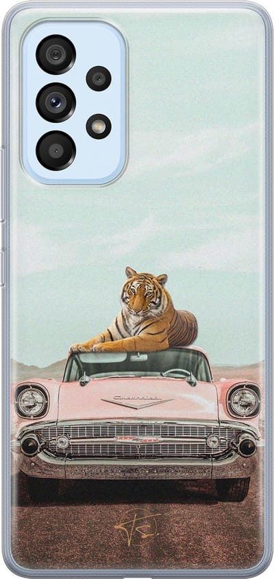 Hoesje geschikt voor Samsung Galaxy A53 - Chill tijger - Soft Case - TPU - Print - Blauw - ELLECHIQ