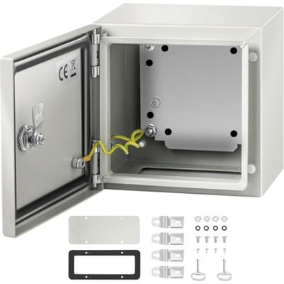 VEVOR schakelkast NEMA industriële behuizing 20x20x15cm NEMA 4X stalen verdeelkast IP66 waterdicht en stofdicht elektrische aansluitdoos voor buiten/binnen