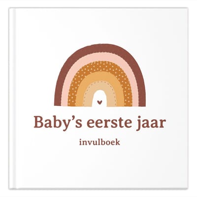 Fyllbooks - Baby Boek Mijn Eerste Jaar - Invulboek Baby - Regenboog - Geschikt voor alle Gezinssamenstellingen