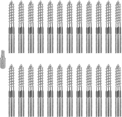 24 stuks Stockschroeven M8, M8x60mm Torx Stockschroef, dubbeldraads schroeven, schroefstiften draadstiften, houten schroeven accessoires, staal gegalvaniseerd, voor de meubelmontage