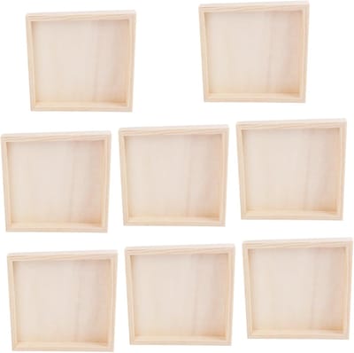 Houten Puzzelbakken - Opbergbakjes Sorteerbakjes - Kinderen Leren Sorteren - Gladde Randen - 12.3x12.3x1.5CM - Lichtgeel