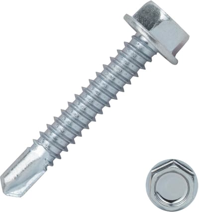 Zelfborende schroeven 6,3 x 38 mm Verzinkt Zeskantkop | Doos 200 stuks