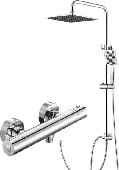 Sofetiy MAX Regendouche met Thermostaatkraan - Doucheset - Inclusief 38°C thermostaatkraan - 10 inch Douchekop - Wandmontage - Waterbesparend - Douchesysteem - Chroom
