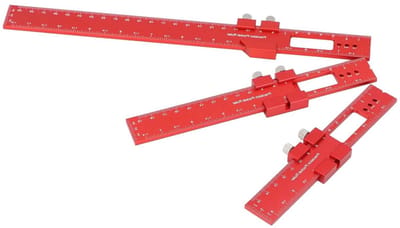Metalen Schuifliniaal - Meetregel Set - Timmerwerk Metingen - Dubbele Schaal - 16 20 30 Cm - Zilver
