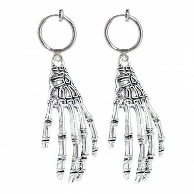 Klem oorbellen -skelet- hand -zilverkleur- geen gaatje- Charme Bijoux