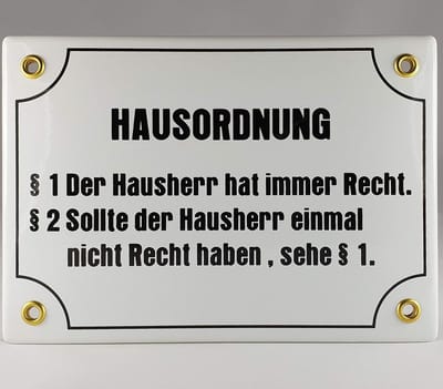 Emaille Bord Huisregel - Handgemaakt Decoratiebord - Huis Regel Tonen - Weerbestendig Handwerk - 17 x 12 cm