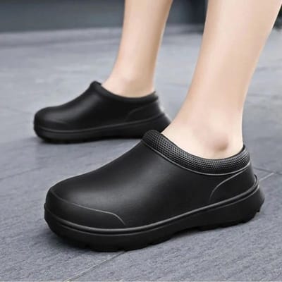 Oliebestendige Dames kokschoenen Antislip heren veiligheidsschoenen Zachte waterdichte werkschoenen Dames sandalen Lente en herfst regenlaarzen 39-40 zwart