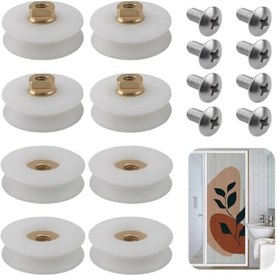 Dailygoods- Rollen 22,5 mm - Douchedeurrollen - Set van 8 - Roestvrij Staal - Corrosiebestendig - Microlagers voor geruisloze werking
