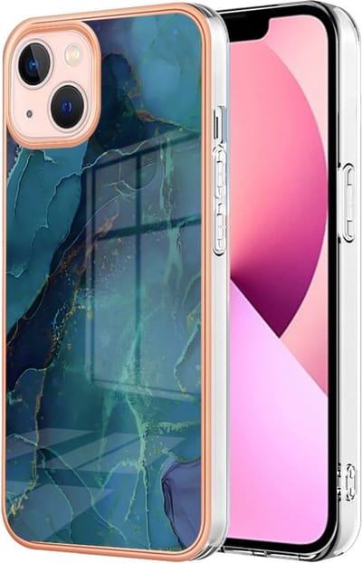 Coverup Hoesje - Geschikt voor iPhone 15 Plus Hoesje - Coverup Marble Design TPU Back Cover - Metallic Blue