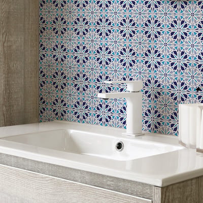 Zelfklevende tegelmuurstickers voor keuken en badkamer - 30 Mattia Azulejos cementtegelstickers - 30 stickers 20x20cm