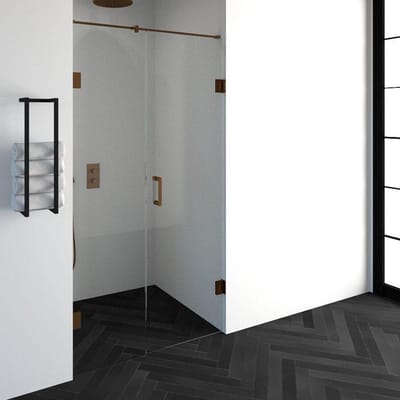 Brauer Void - Nisdeur - 2-Delig - Helder Glas - 110 x 200 cm - Omkeerbaar - met Draaideur 60 cm - Aan Muur - incl. Glascoating - PVD Koper