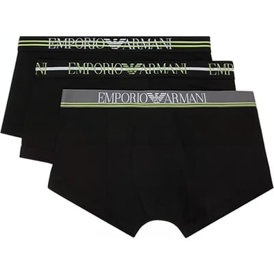 Emporio Armani Logo Print Boxer Briefs 3-Pack Herenondergoed Zwart 111357-2F723-21320 S gray