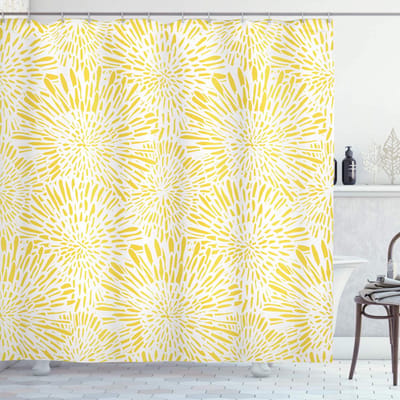 ABAKUHAUS douchegordijn – Geel/Wit – 175x200 cm – waterafstotend