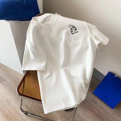 T-shirt d'été en coton à manches courtes pour homme Épais Simple Lourd Lâche Haut à porter XXXL white