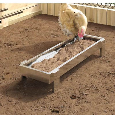 vidaXL Kippen voederbak Zilver 80 x 28 x 13.5 cm Gegalvaniseerd staal