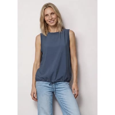 Blousetop met ronde hals en banddetail