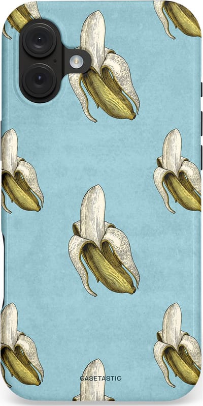 Casetastic hoesje geschikt voor Apple iPhone 16 Plus - MagSafe - Dubbellaagse bescherming - Vintage Fruit Design - Fashion Case - Lichtblauw Zand Saliegroen