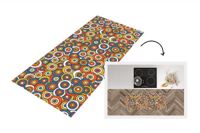 Keukenloper 120x50 cm - Keukenmat vinyl Patroon - Retro - Cirkel - Keukenmatten loper - Keuken vloerkleed tapijt