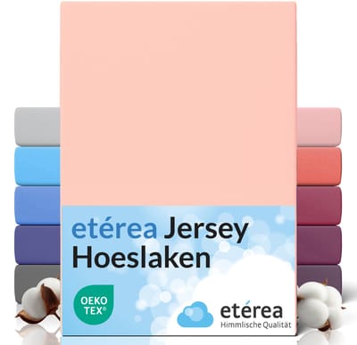 etérea Jersey Hoeslaken 90x200 - 100x200 cm Oekotex Made in Green - 100% katoen - Lichtroze