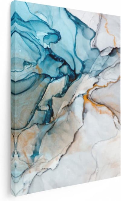 Artaza Canvas Schilderij Marmer Abstract - 30x40 cm - Klein - Wanddecoratie Woonkamer - Muurdecoratie Goud - Kamer Accessoires