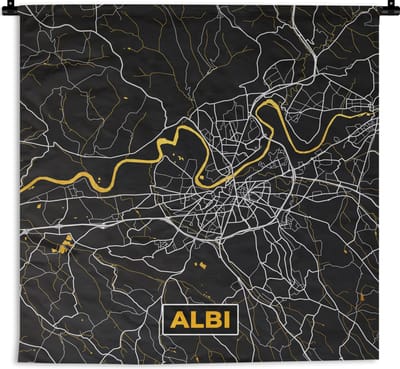 Wandkleed - Wanddoek - Stadskaart - Frankrijk - Plattegrond - Albi - Kaart - 180x180 cm - Wandtapijt