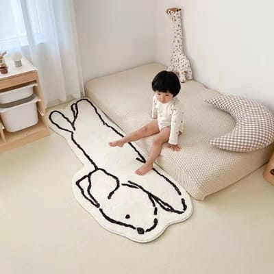 Tapis Mignon Anormal Cachemire d'Imitation Maison Chambre Longue Couverture de Lit Dessin Animé Animal Chambre de Fille Tapis de Lit 40 * 60Cm (imitation cashmere) beige