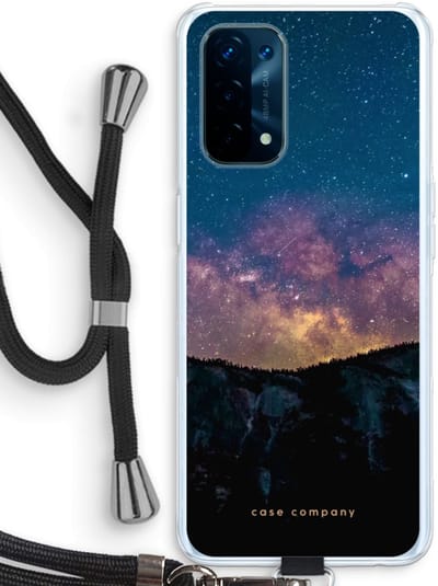 Case Company® - Hoesje met koord geschikt voor Oppo A74 5G hoesje met Koord - Travel to space - Telefoonhoesje met Zwart Koord - Bescherming aan alle Kanten en Over de Schermrand