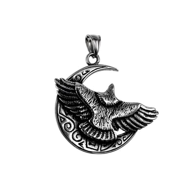 Grote Adelaar Hanger Unisex - RVS - Unisex Hanger met Halve Maan en Adelaar