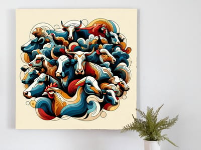 Abstract vee schilderij | Verrassende Elegante Verbeelding van Dieren in Abstracte Kunstvorm | Kunst - 75x75 centimeter op Forex | Foto op Forex