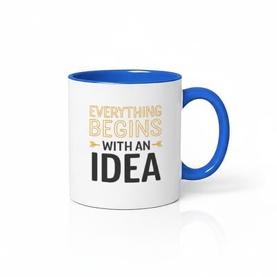 Alles Begint Met Een Idee Mok - Inspirerende Koffiemok met Blauw Accent