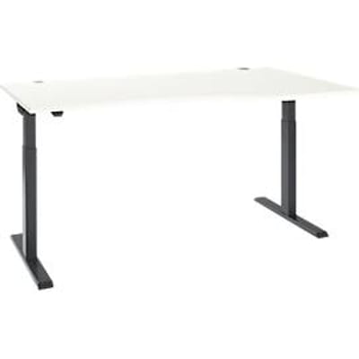 Buro ERGO-T 2.0 - elektrisch in hoogte verstelbaar - vrije vorm aanbouw rechts - B 1800 x H 715-1205 mm - T-voet antraciet - wit- ons merk Schäfer Shop Select