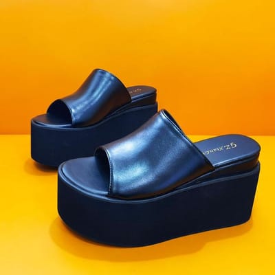 Chic Trendy Op Damesschoenen Grote Maat 43 Zwart Wit Dikke Platform Sleehakken Hakken Muiltjes Zomerslippers Sandalen 6.5 zwart