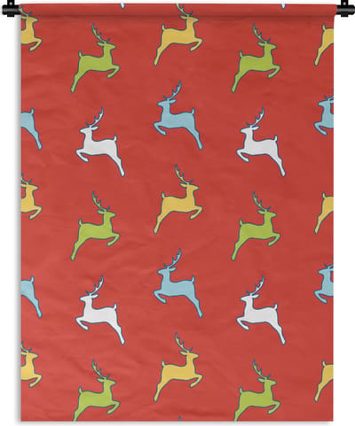 Wandkleed - Wanddoek - Patroon - Hert - Rood - 150x200 cm - Wandtapijt