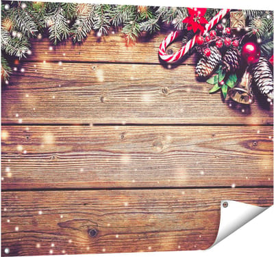 Gards Tuinposter Kerst Sfeer Achtergrond met Dennenbomen - 100x80 cm - Tuindoek - Tuindecoratie - Wanddecoratie buiten - Tuinschilderij