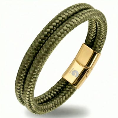 Touw Armband Heren Groen - Goudkleurig Dames en Heren 17,5cm Galeara Design NOA met geschenkverpakking