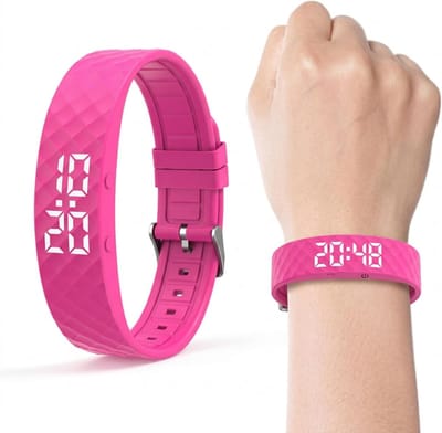 Slimme polsband - Fitness-trackinghorloge – Stappentellerhorloge – Horloge met trilalarm – Stappenteller, slaapmonitor, trilmeldingen – Unisex – Roséroze