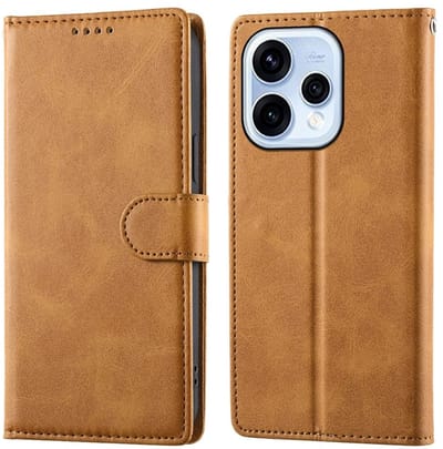 Coverup Hoesje - Geschikt voor OPPO Reno15 Hoesje - Coverup Book Case - Bruin