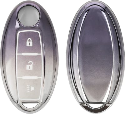 kwmobile autosleutel hoesje geschikt voor Nissan 3-knops autosleutel hoes - TPU autosleutel behuizing - Beschermende auto sleutel case - Sleuteletui in donkergrijs / zilver