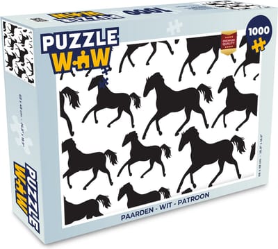 Puzzel Paarden - Wit - Patroon - Meisjes - Kinderen - Meiden - Legpuzzel - Puzzel 1000 stukjes volwassenen