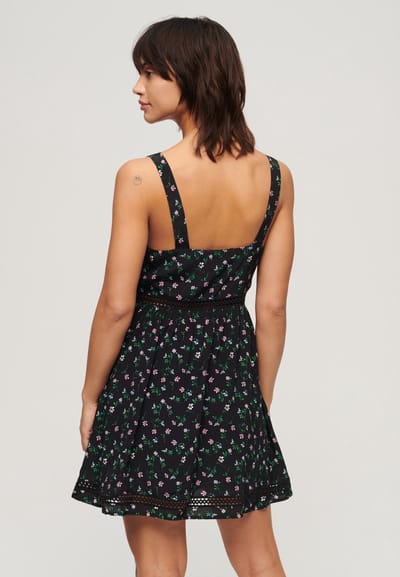 Superdry - Cami jurk met V-hals en kanten afwerking - Dames - Jurken