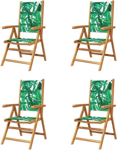 Vouwstoelen Tuin - Terrasstoelen Balkon - Buiten Zitten - Verstelbare Rugleuning - 4 Stuks - Groen