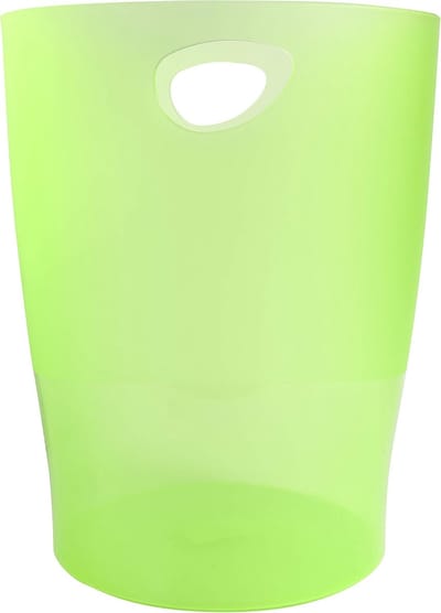 Prullenbak met handgrepen - Afvalbak - Kantoor en thuis - Doorschijnend design - 15 liter 26cm - Appelgroen