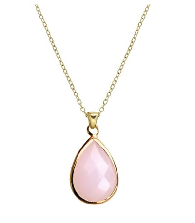 Ketting- Roze- Druppel- Goudkleurig- 45 cm- Charme Bijoux